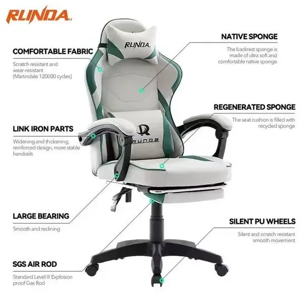 كرسي Runda 6065 Gaming Chair (Black) — 2