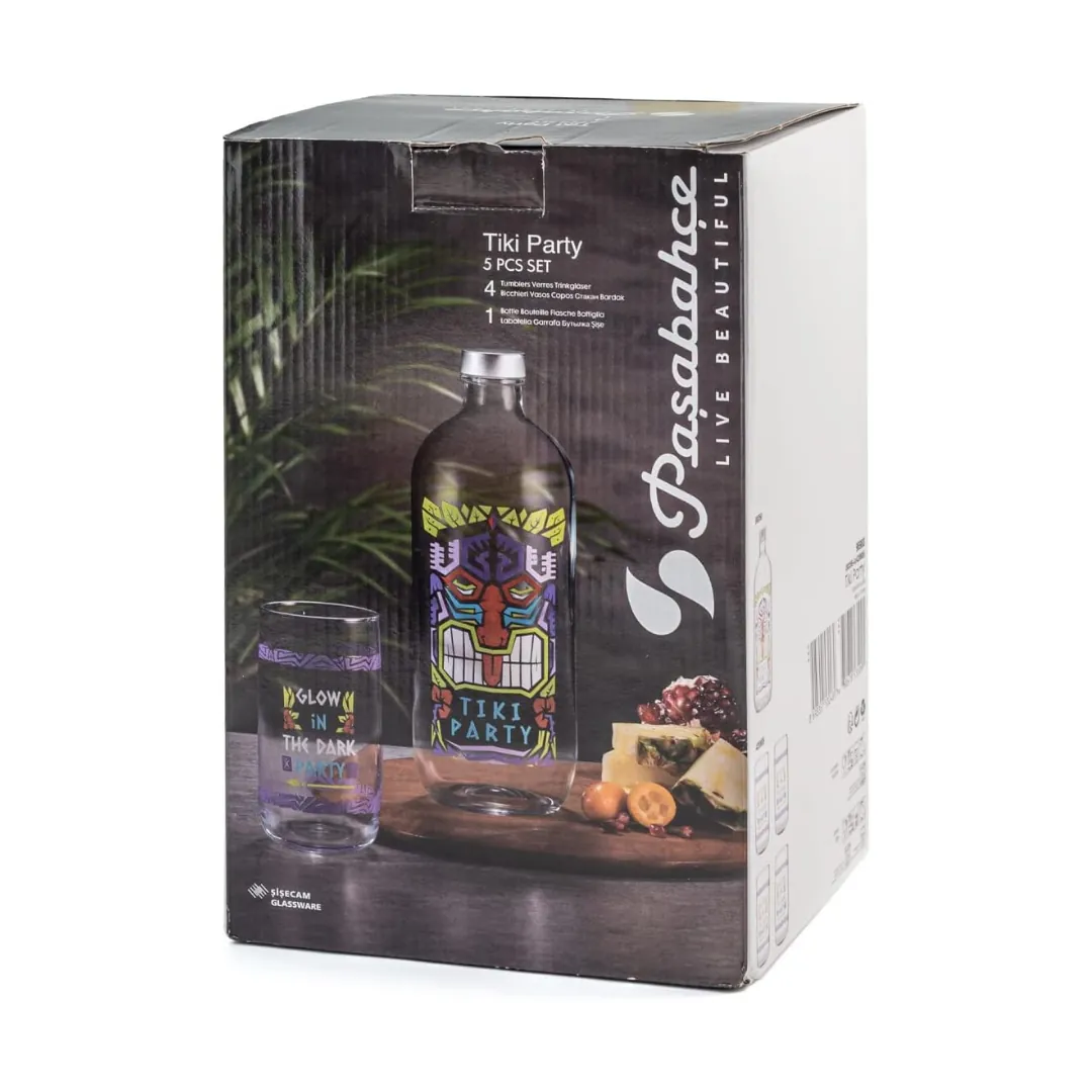 سيت باشابهجة Pasabahce 96983 قارورة زجاجية و4 اقداح - مجموعة Tiki Party — 3