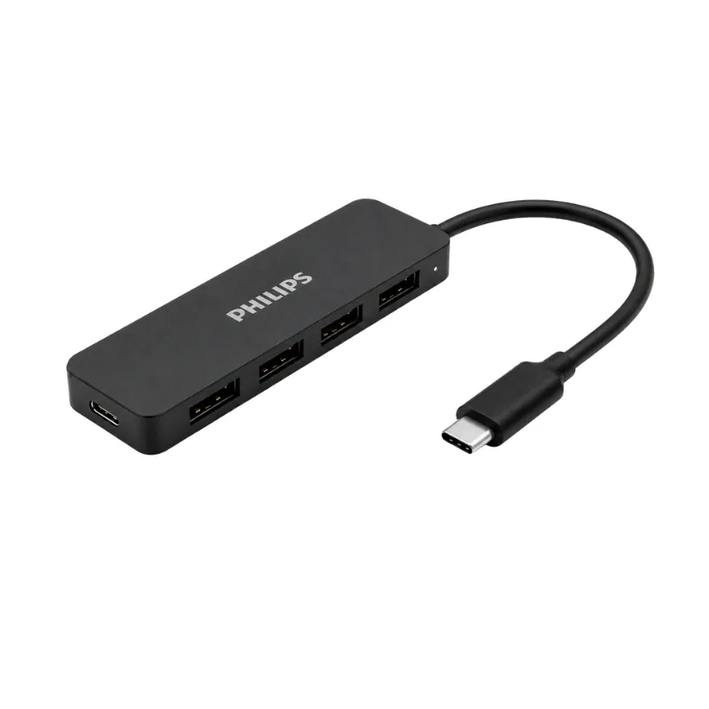 هاب USB-C من فيليبس 5 في 1 مع 4 منافذ USB-A 3.0 ومنفذ شحن USB-C — 3