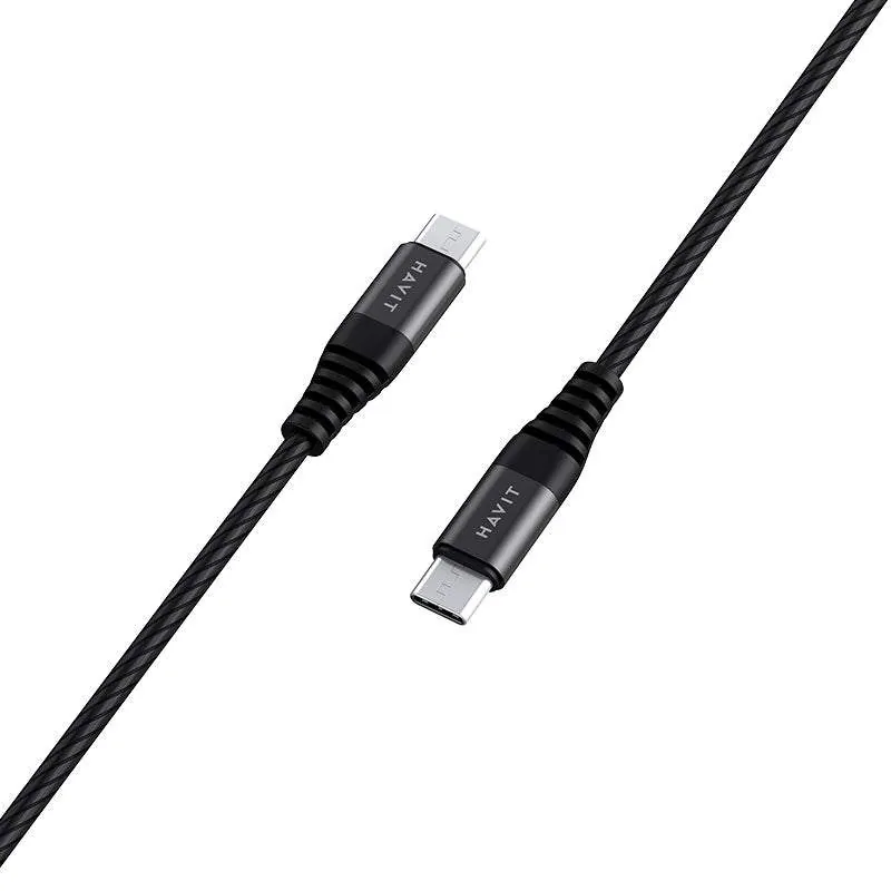 كيبل شحن هافيت CB6010 من USB-C إلى USB-C بقدرة 60 وات - 1.2 متر أسود — 2