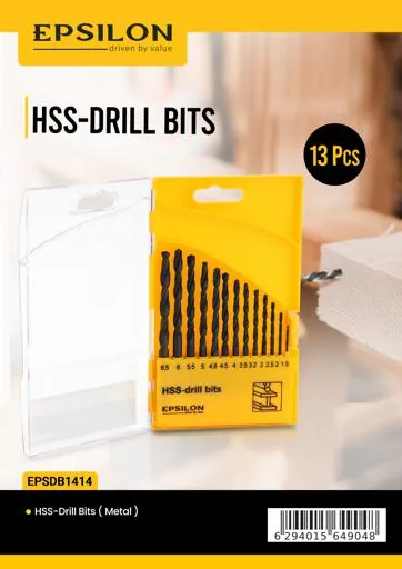 طقم رؤوس ثقب Epsilon من الفولاذ عالي السرعة HSS - 13 قطعة — 5