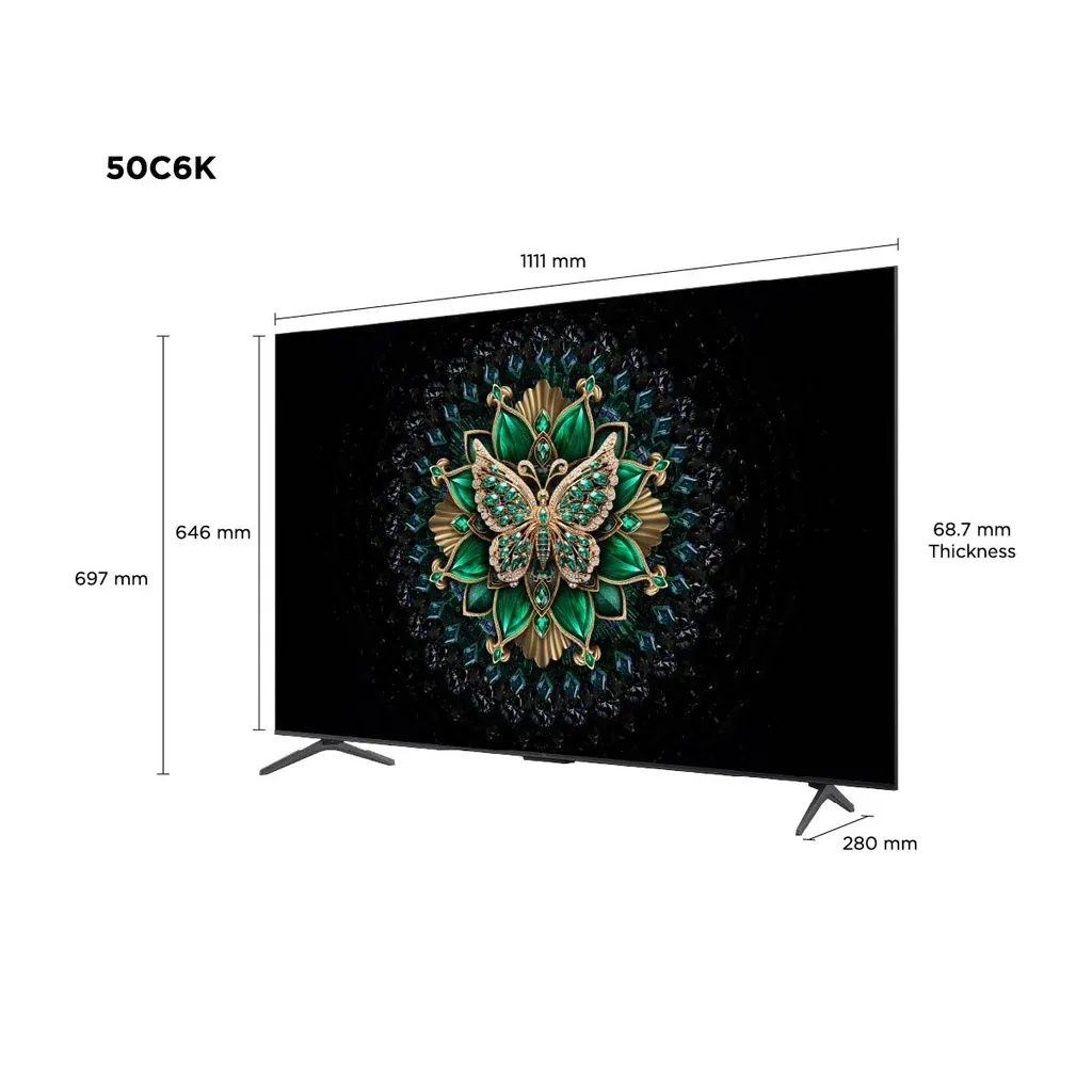 تلفاز TCL موديل 50C6K مقاس 50 بوصة QD-Mini LED بدقة 4K وتردد 240 هرتز نظام Google TV — 2
