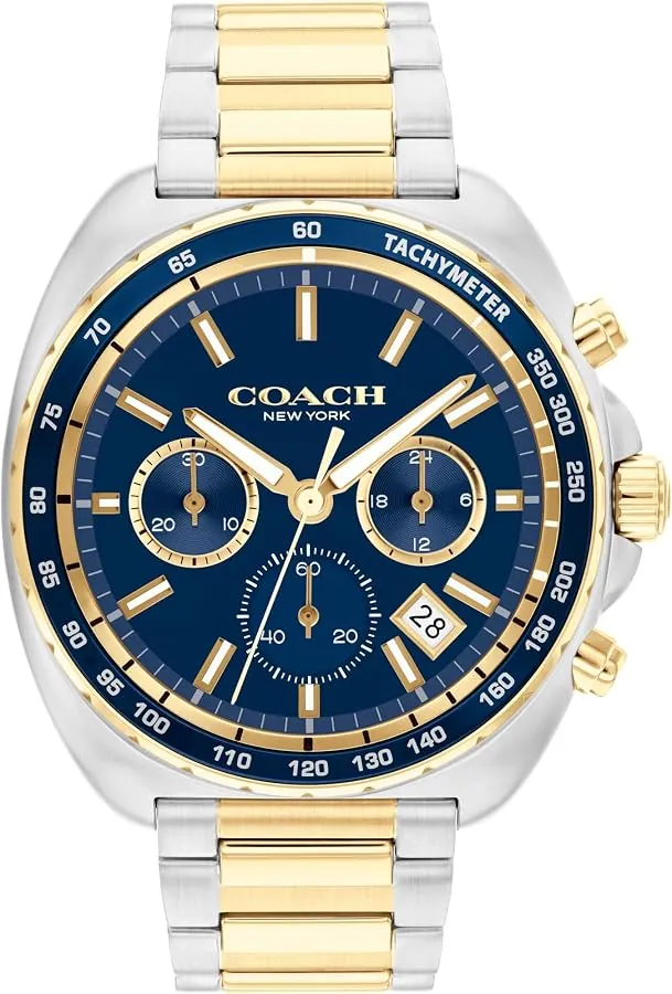 ساعة كوتش تشارتر كرونوغراف رجالية بلونين ومينا أزرق كحلي - Coach 14602704 — 2