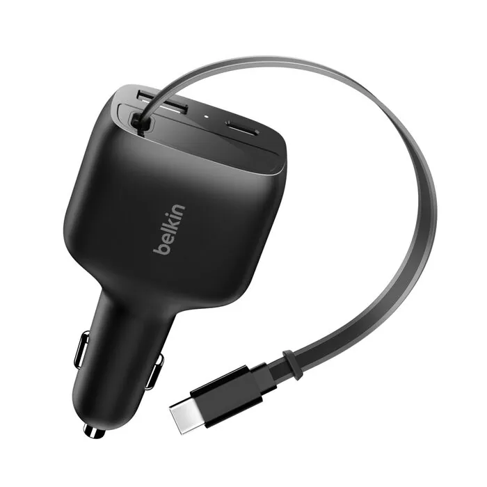 شاحن سيارة بيلكين BoostCharge قابل للسحب بقدرة 75 واط — 4