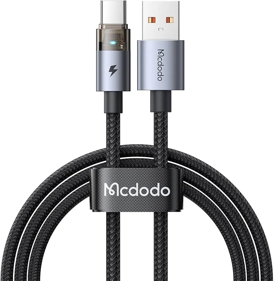 كيبل شحن Mcdodo USB-A إلى Type-C شفاف فضي 1.2 متر — 2