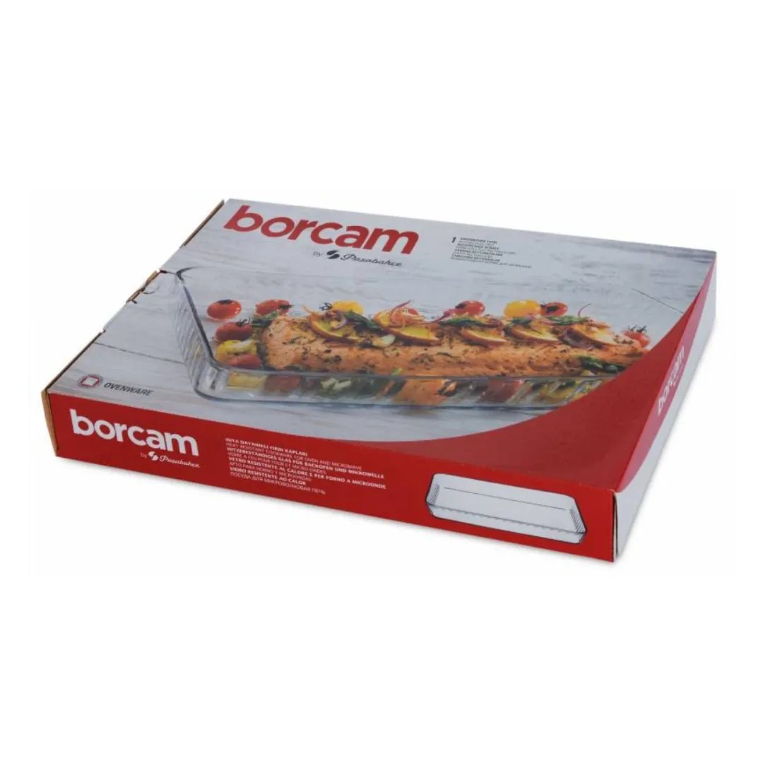 طبق بايركس حراري مستطيل بوركام Borcam 59204 سعة 3800 مل — 3