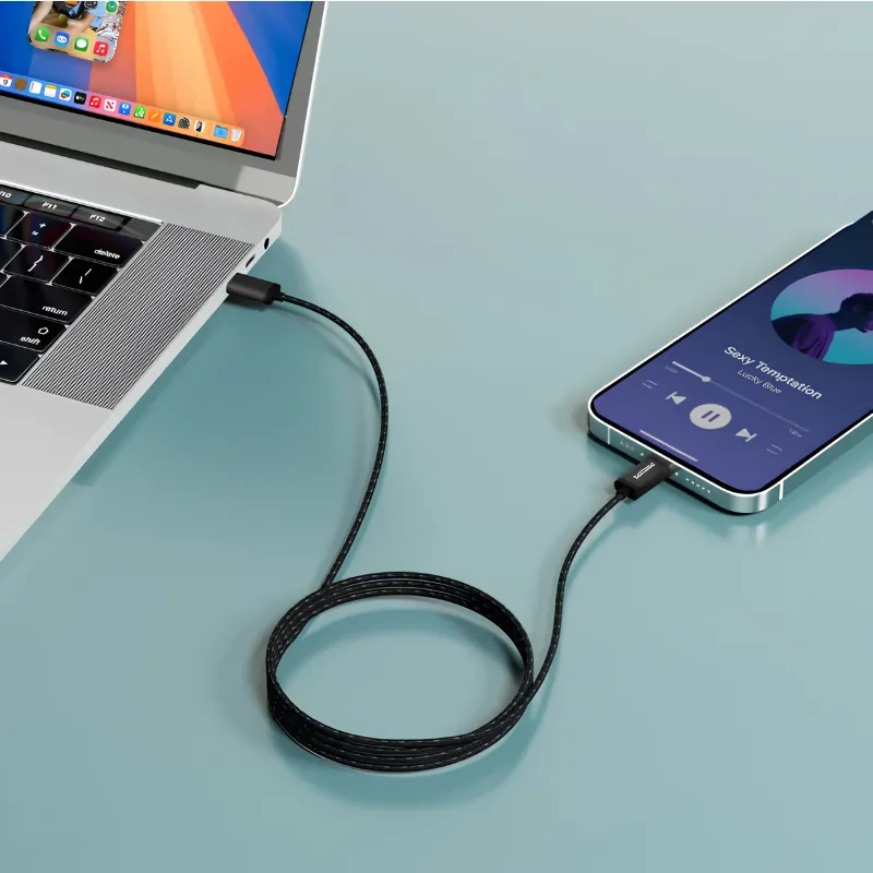 كابل شحن ومزامنة فيليبس USB-A إلى لايتننغ 1 متر مضفر أسود — 2