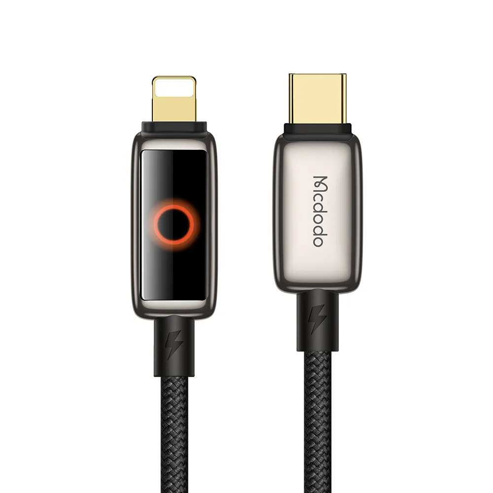 كيبل ماكدودو USB-C إلى لايتننج 36 واط مع شاشة LED وإضاءة تنفس وقطع تلقائي 1.2 متر - أسود — 4