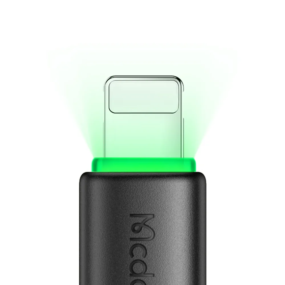 كيبل بيانات ماكدودو Lightning مع إضاءة LED طول 1.2 متر أسود — 2