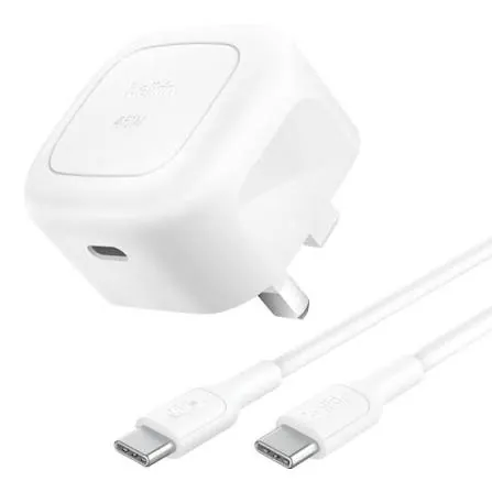 شاحن حائط بلكن BoostCharge Compact USB-C بقدرة 45 واط مع كابل USB-C إلى USB-C بطول 1 متر — 2