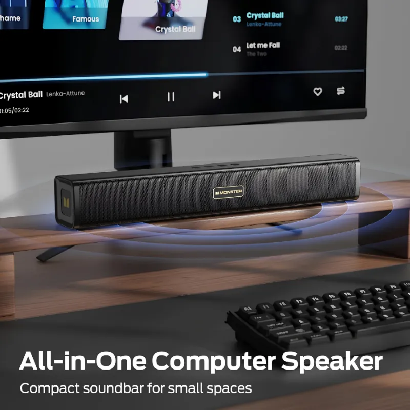 مونستر S220 ساوند بار مكتبي متكامل بلوتوث - أسود — 2