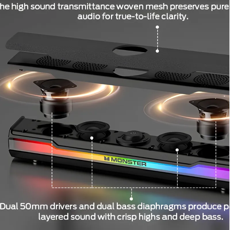 سماعة كمبيوتر مونستر S330 ستيريو HiFi - أسود — 4